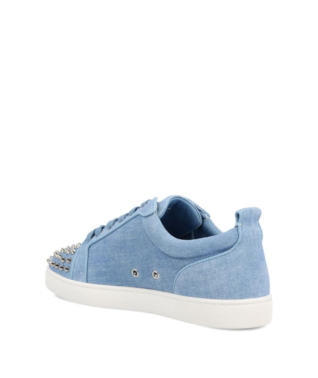 CHRISTIAN LOUBOUTIN Голубые кожаные низкие кроссовки / кеды, фото 4