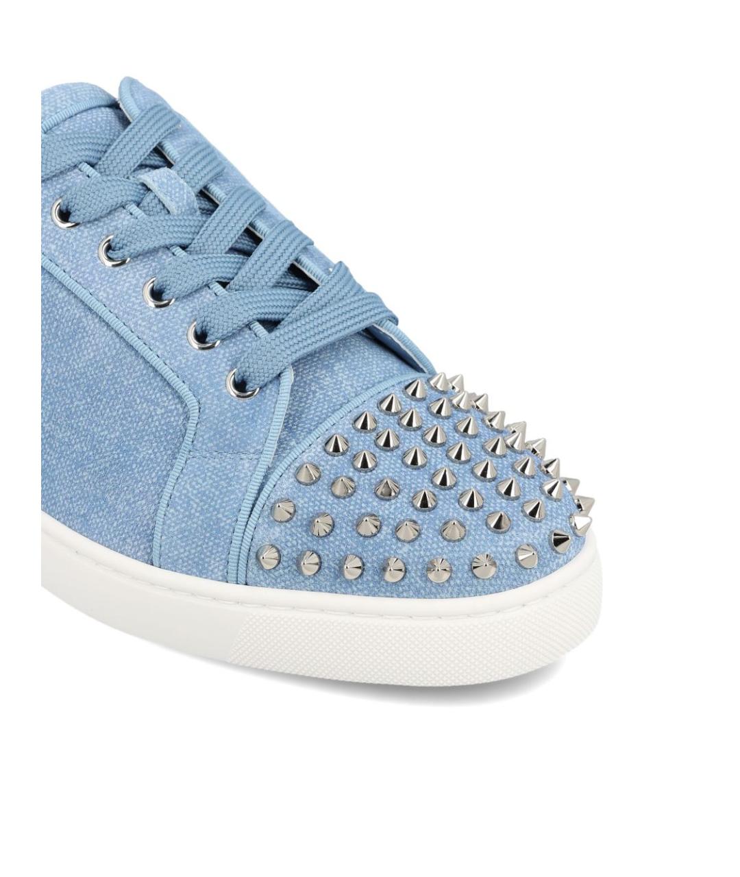 CHRISTIAN LOUBOUTIN Голубые кожаные низкие кроссовки / кеды, фото 2