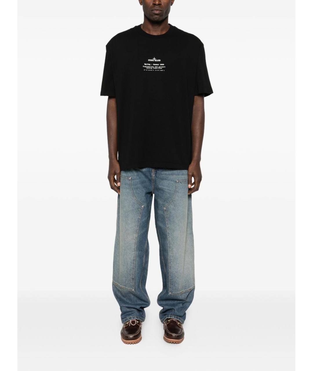 STONE ISLAND Черная хлопковая футболка, фото 4