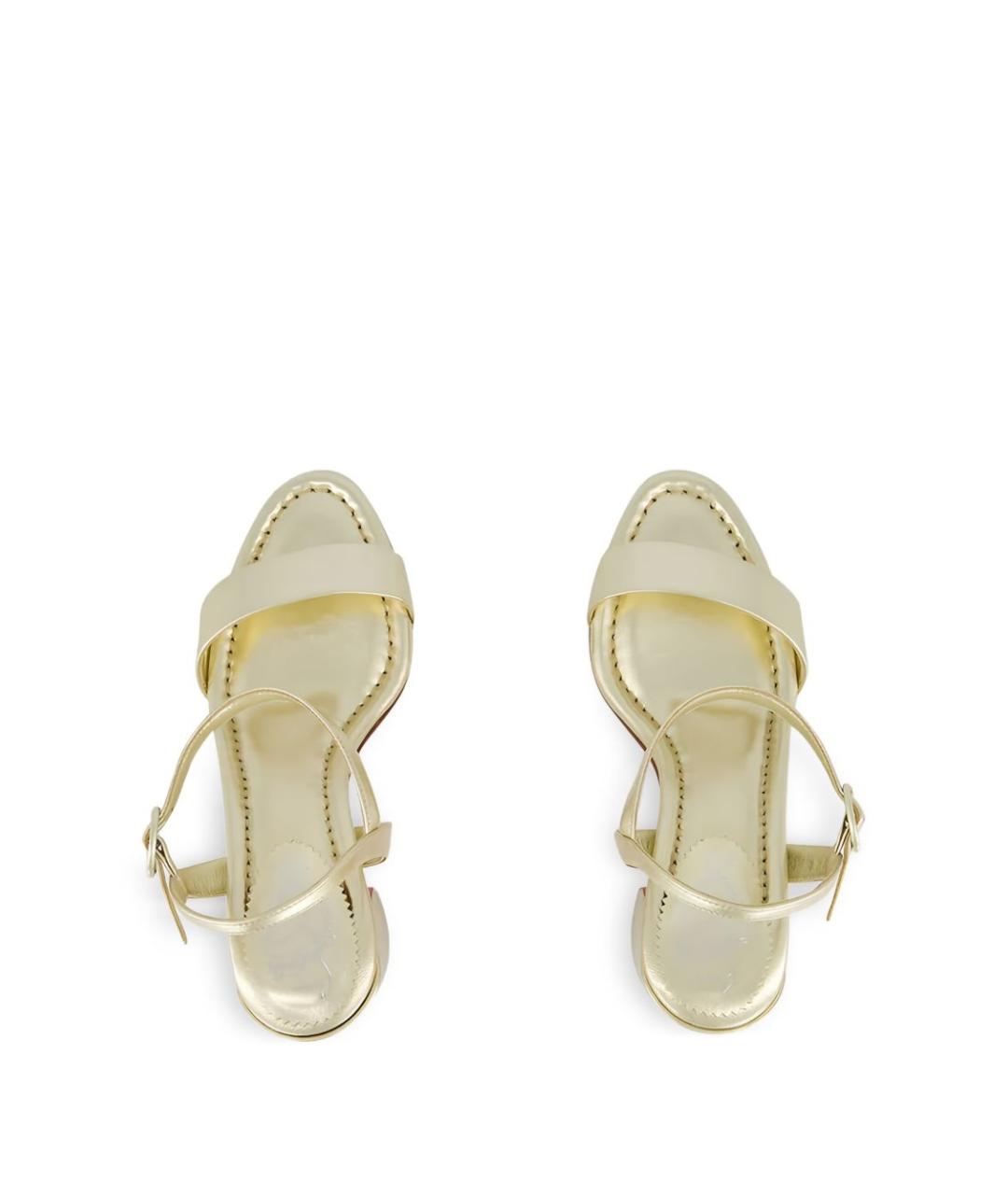 CHRISTIAN LOUBOUTIN Золотые кожаные босоножки, фото 3