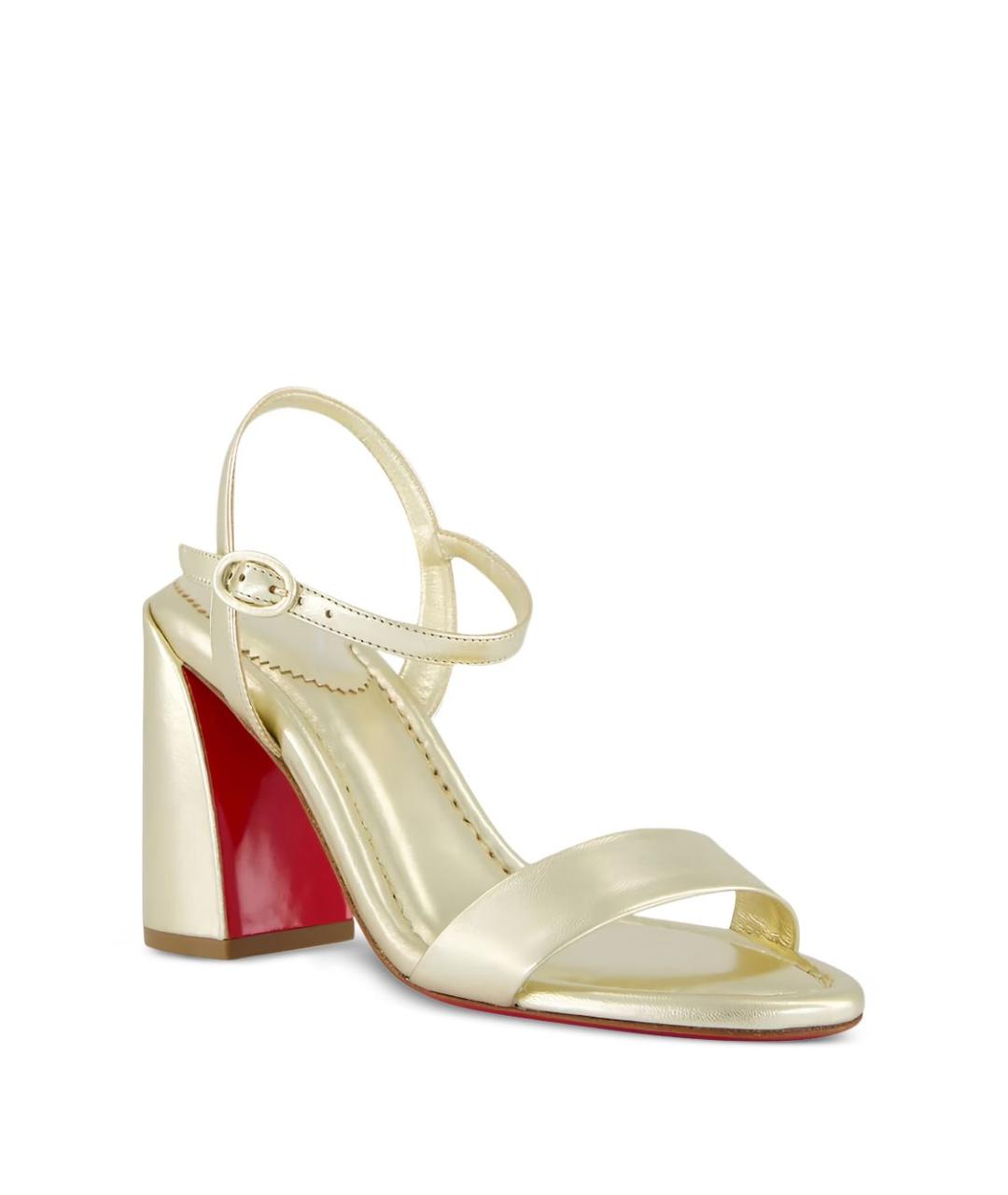 CHRISTIAN LOUBOUTIN Золотые кожаные босоножки, фото 2