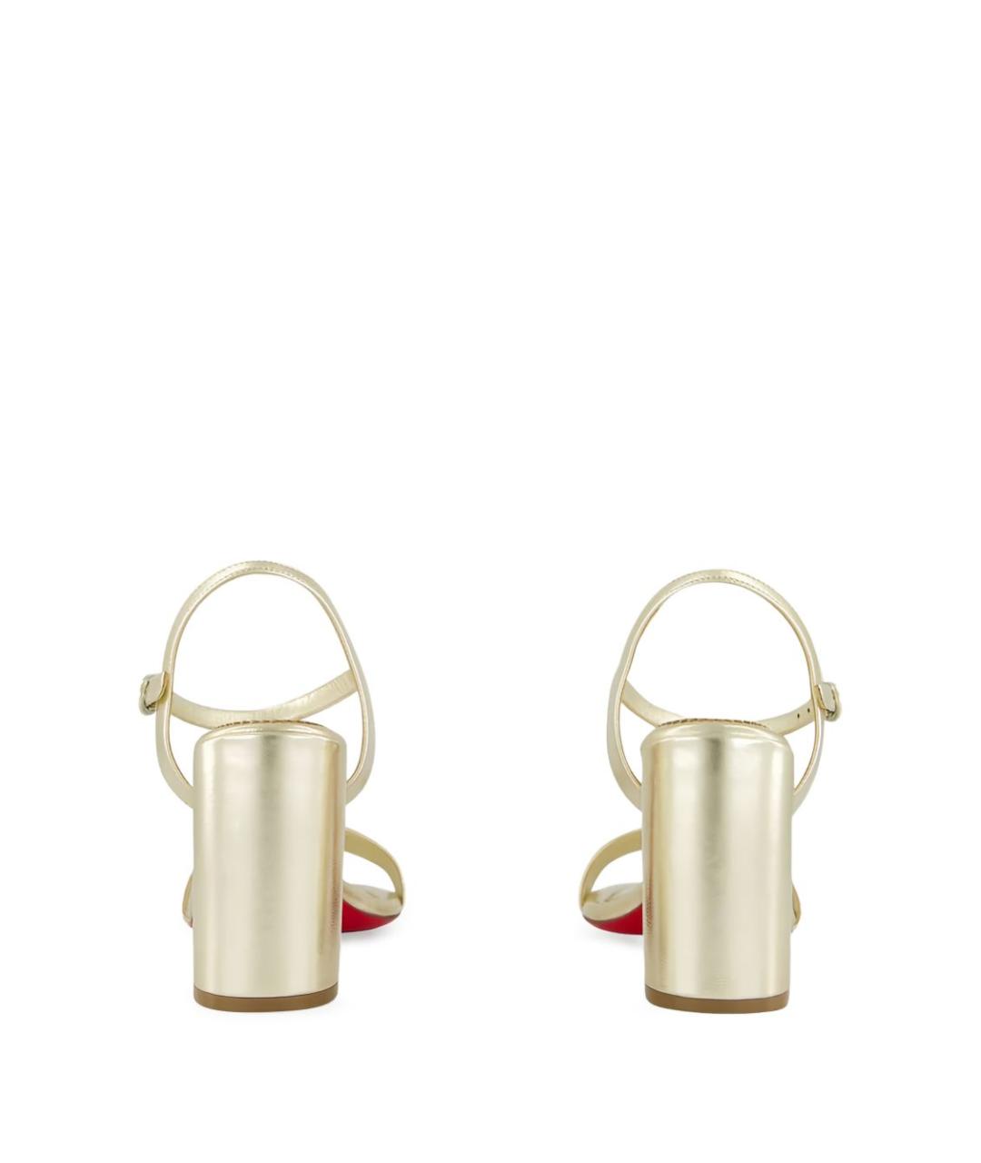 CHRISTIAN LOUBOUTIN Золотые кожаные босоножки, фото 4