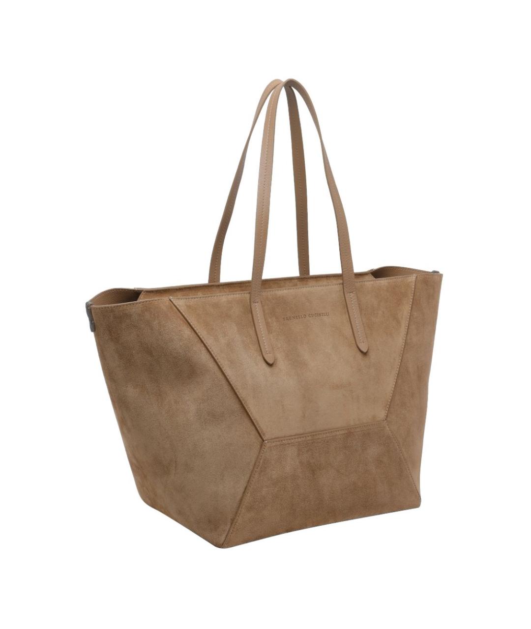 BRUNELLO CUCINELLI Коричневая замшевая сумка тоут, фото 4