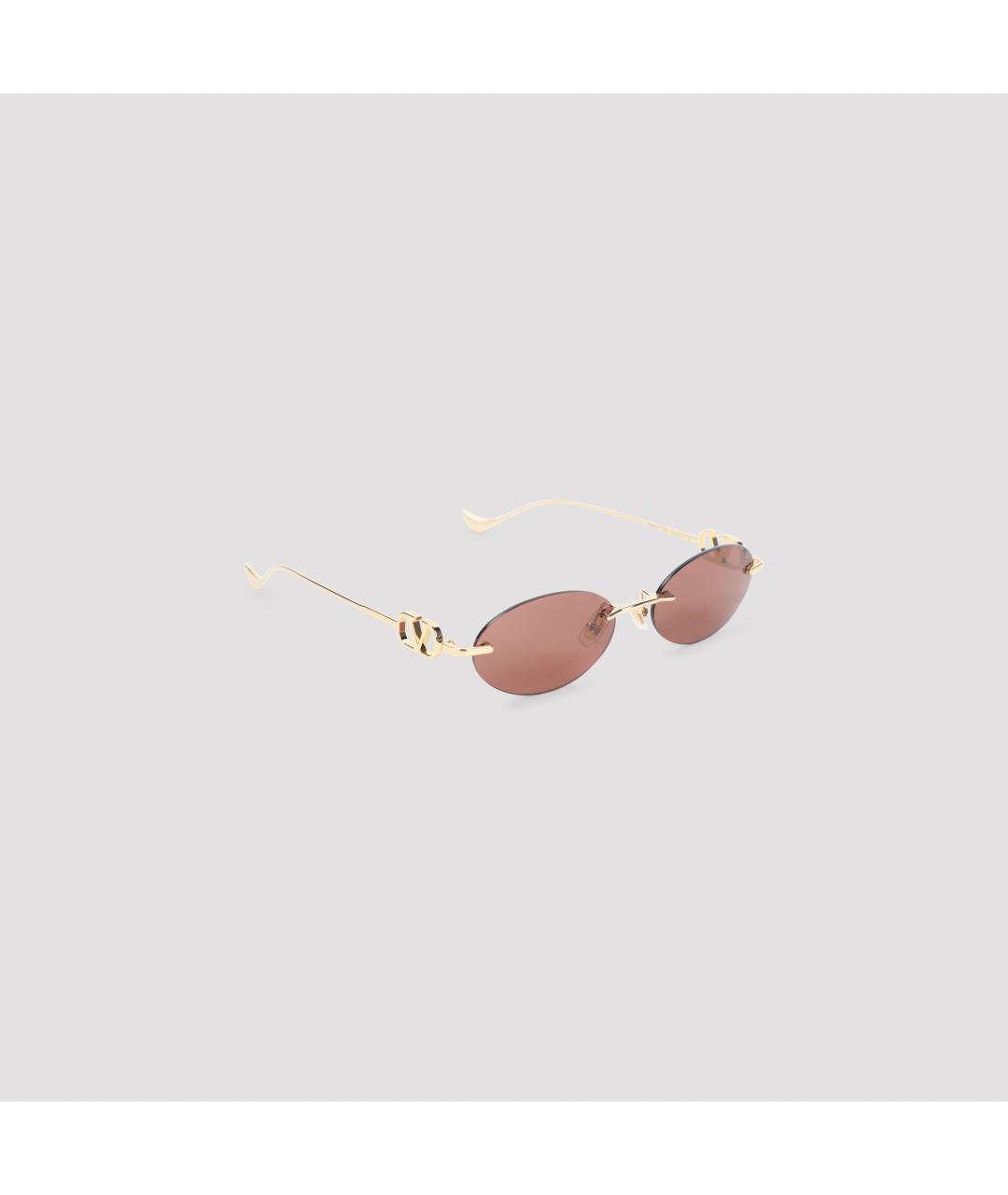 VALENTINO Золотые металлические солнцезащитные очки, фото 2