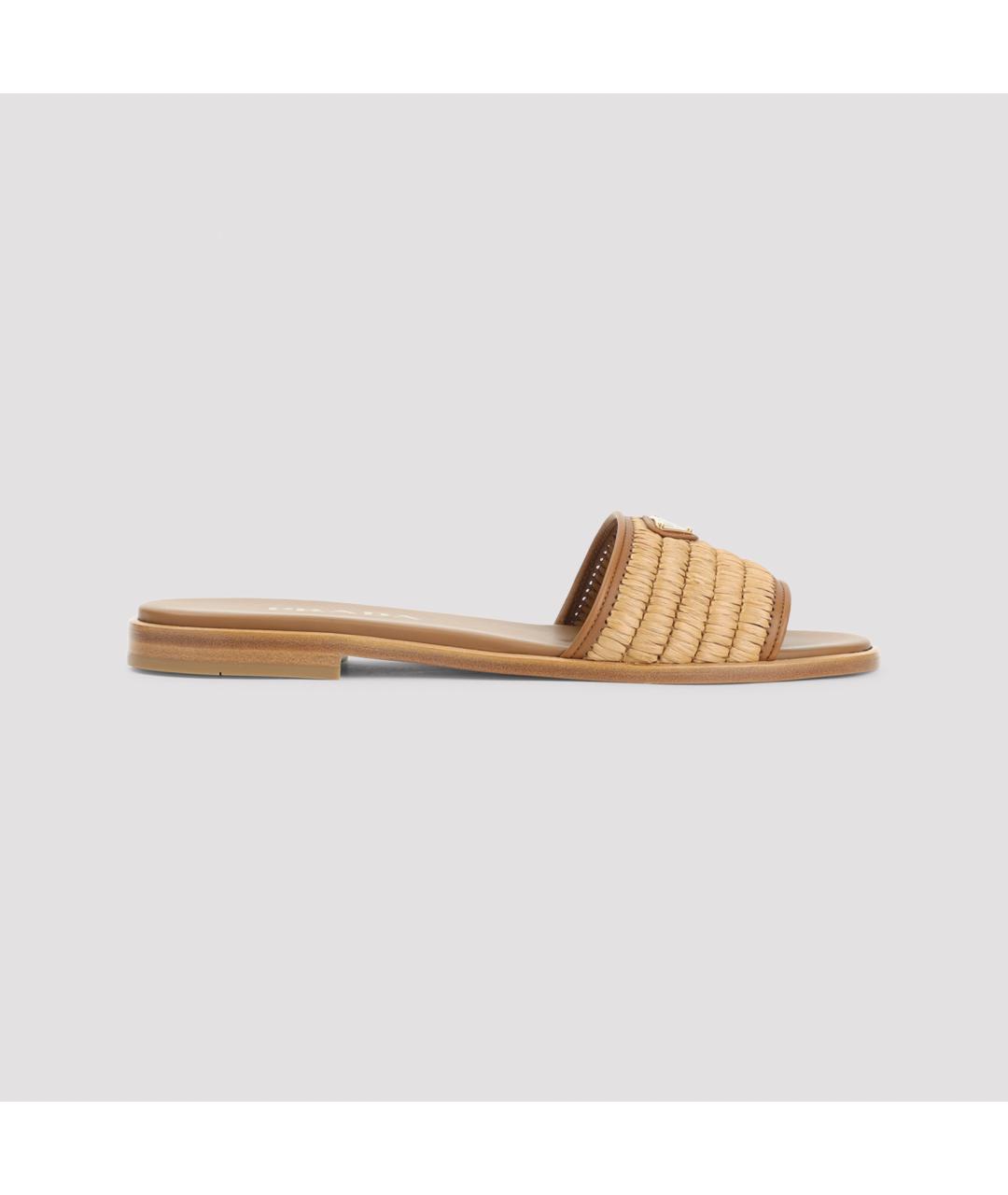 PRADA Бежевые кожаные шлепанцы, фото 2