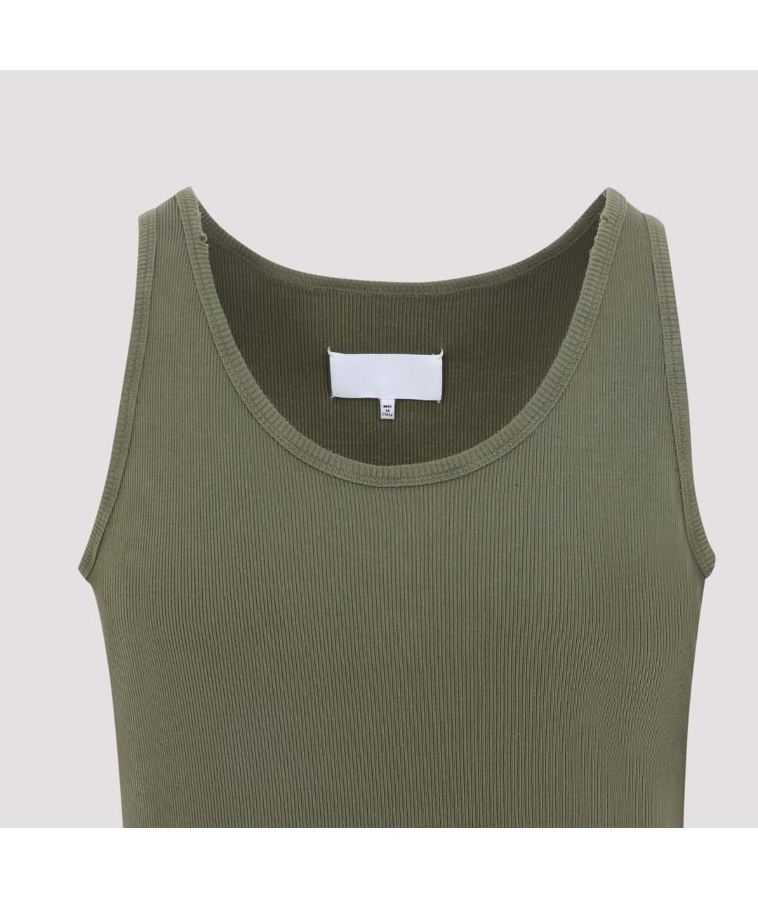 MAISON MARGIELA Зеленая хлопковая майка, фото 5