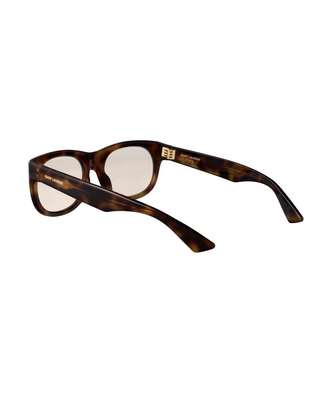 SAINT LAURENT Коричневые пластиковые солнцезащитные очки, фото 4