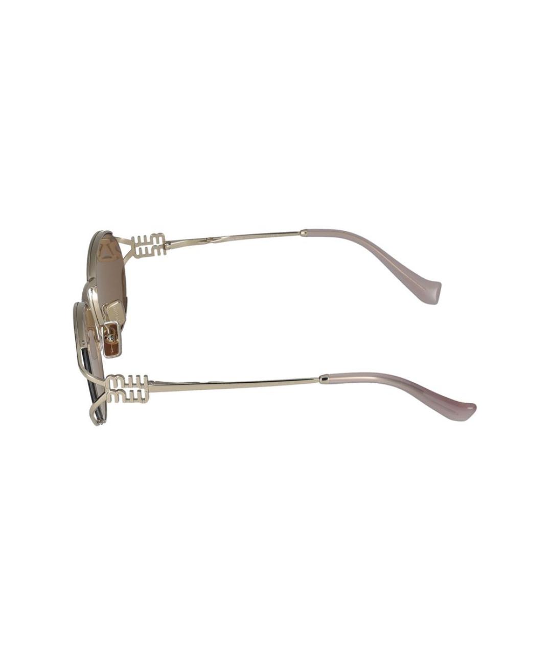 MIU MIU Золотые металлические солнцезащитные очки, фото 3