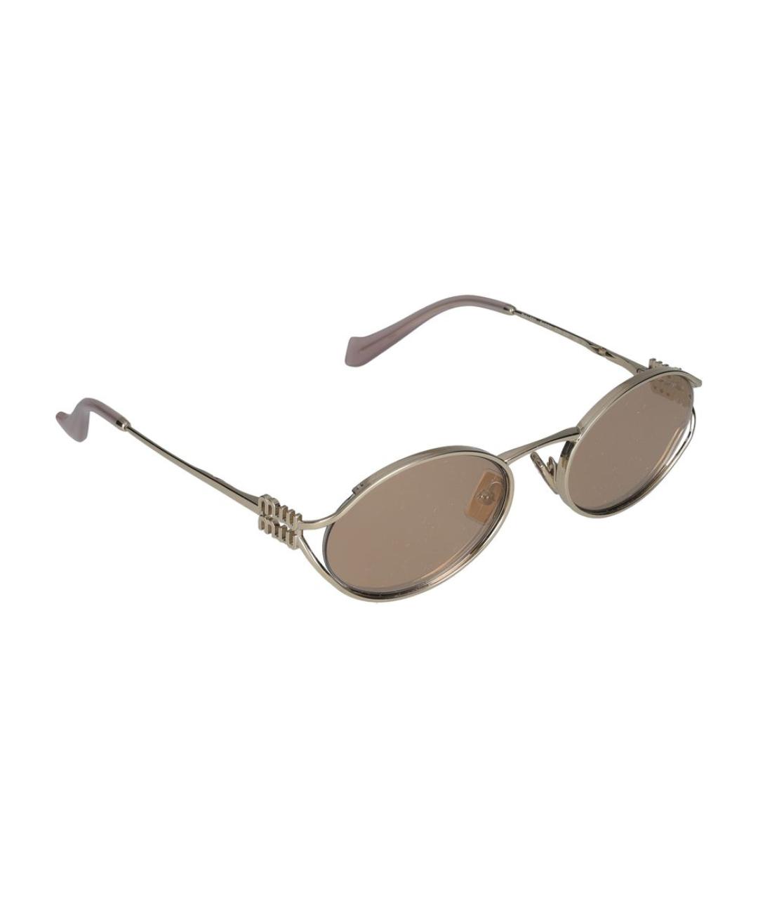MIU MIU Золотые металлические солнцезащитные очки, фото 4