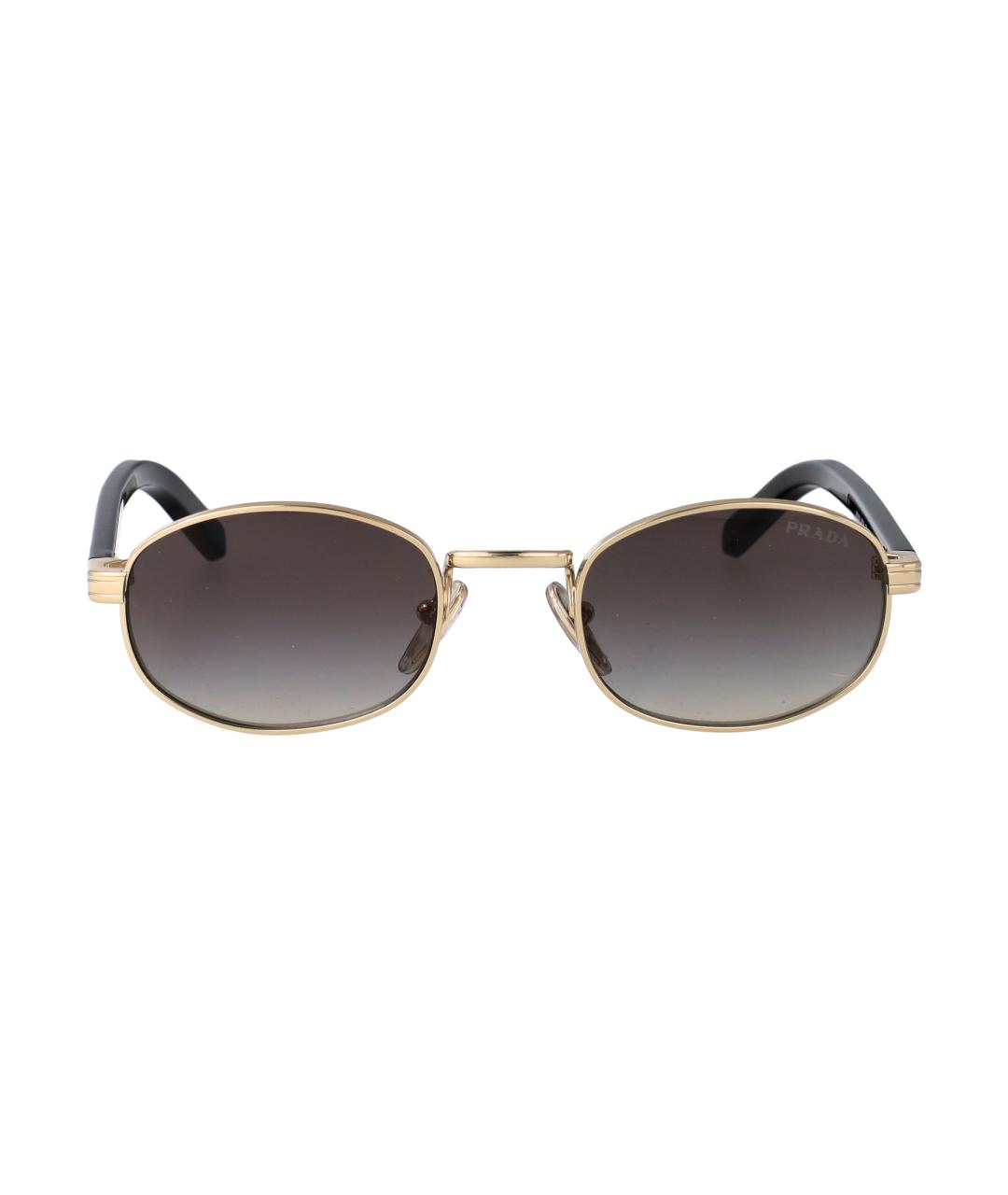 PRADA Золотые металлические солнцезащитные очки, фото 2