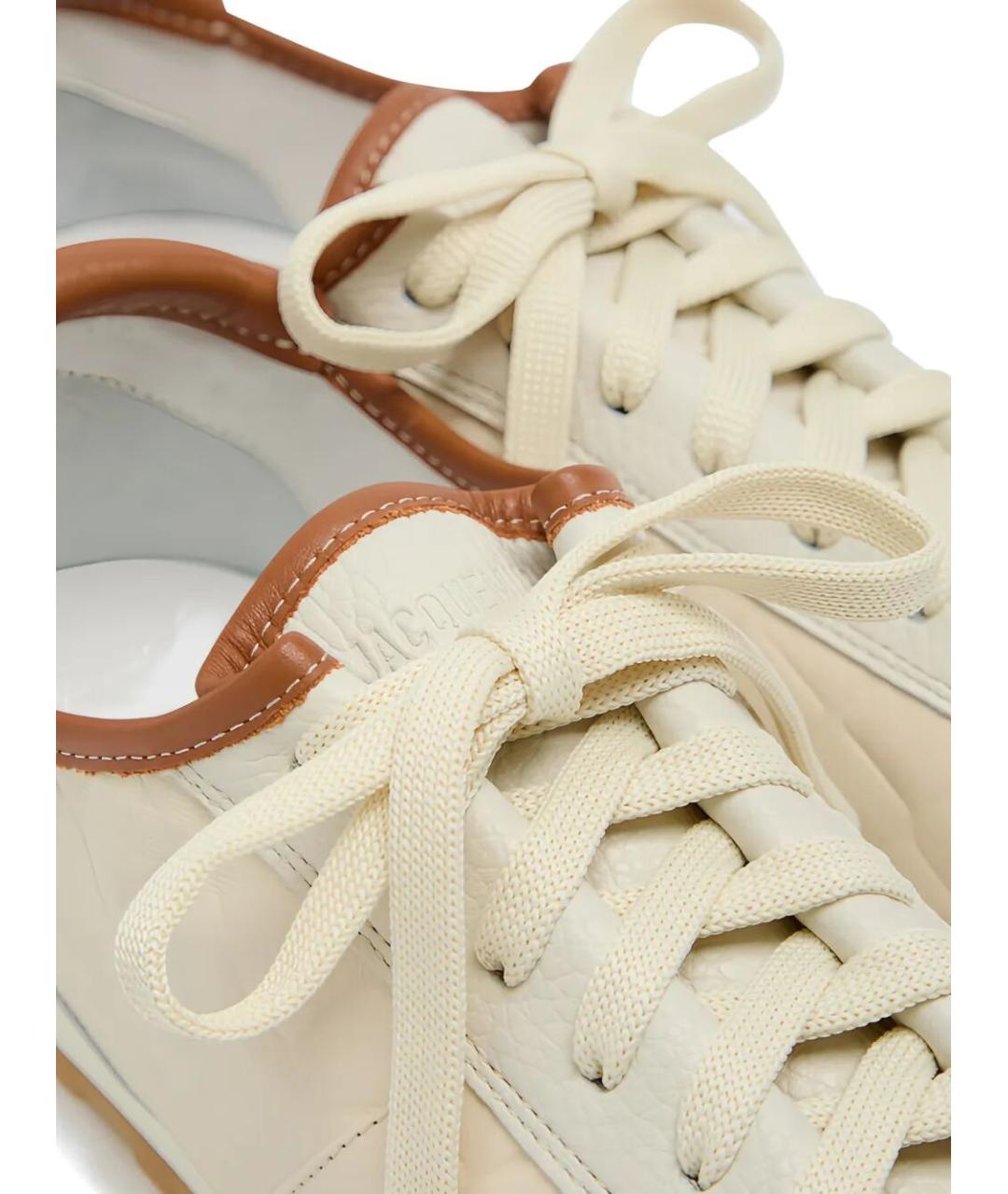JACQUEMUS Бежевые кожаные низкие кроссовки / кеды, фото 4