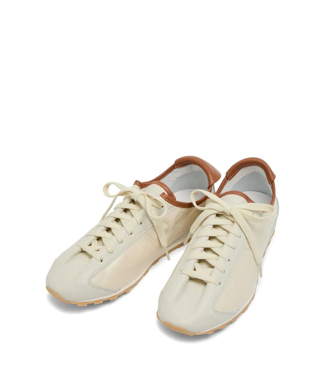 JACQUEMUS Бежевые кожаные низкие кроссовки / кеды, фото 2