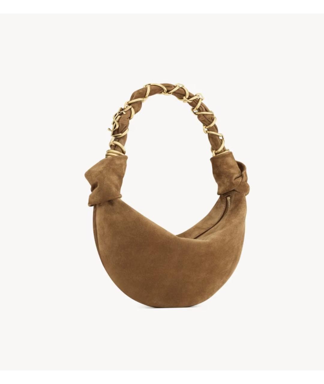 SAINT LAURENT Коричневая замшевая сумка через плечо, фото 3