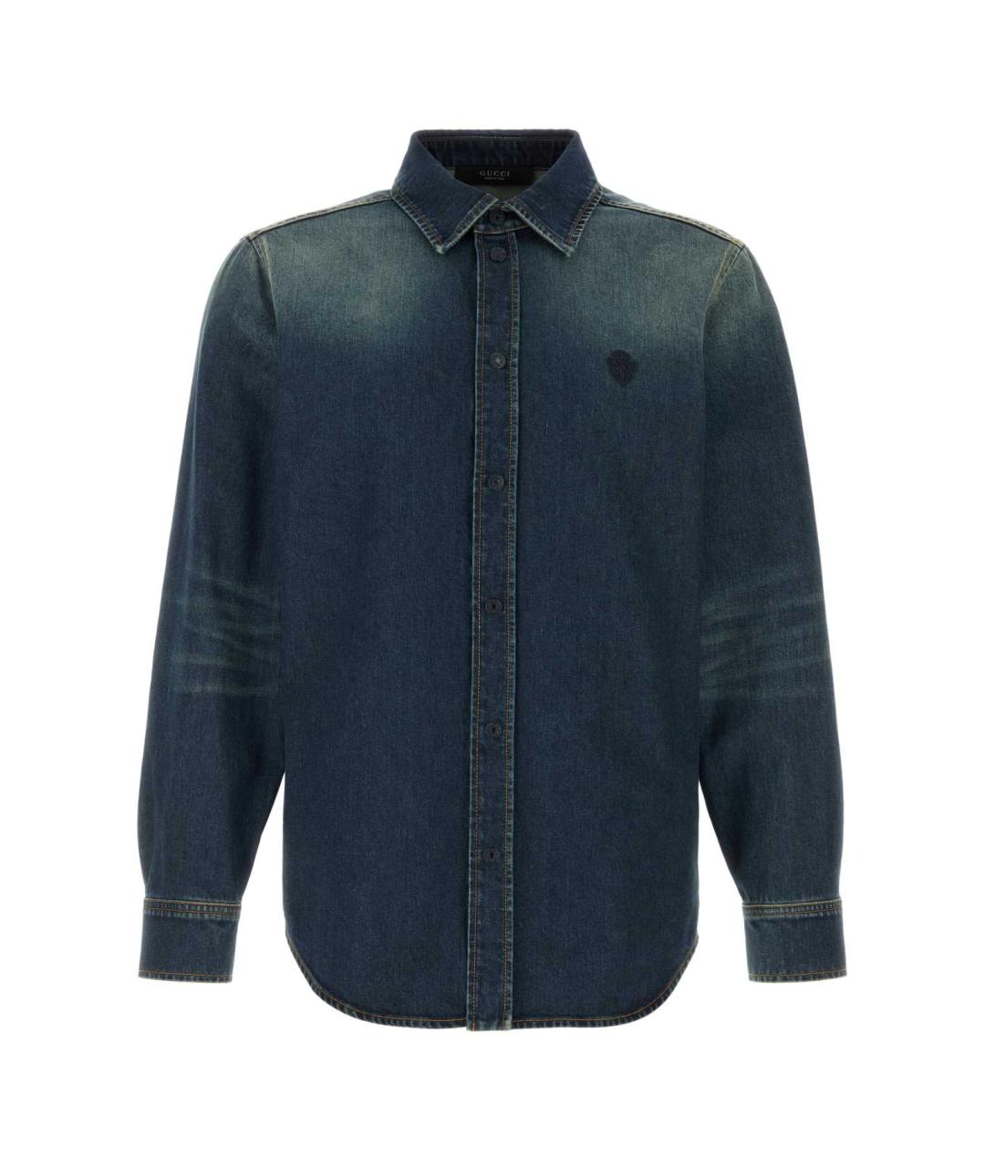 GUCCI Синяя хлопковая кэжуал рубашка, фото 1