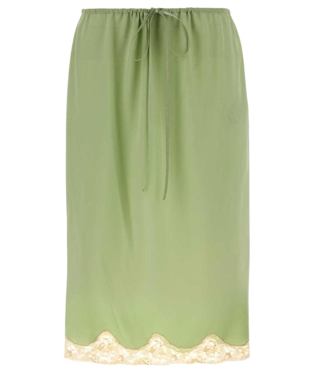 SAINT LAURENT Зеленая шелковая юбка миди, фото 1