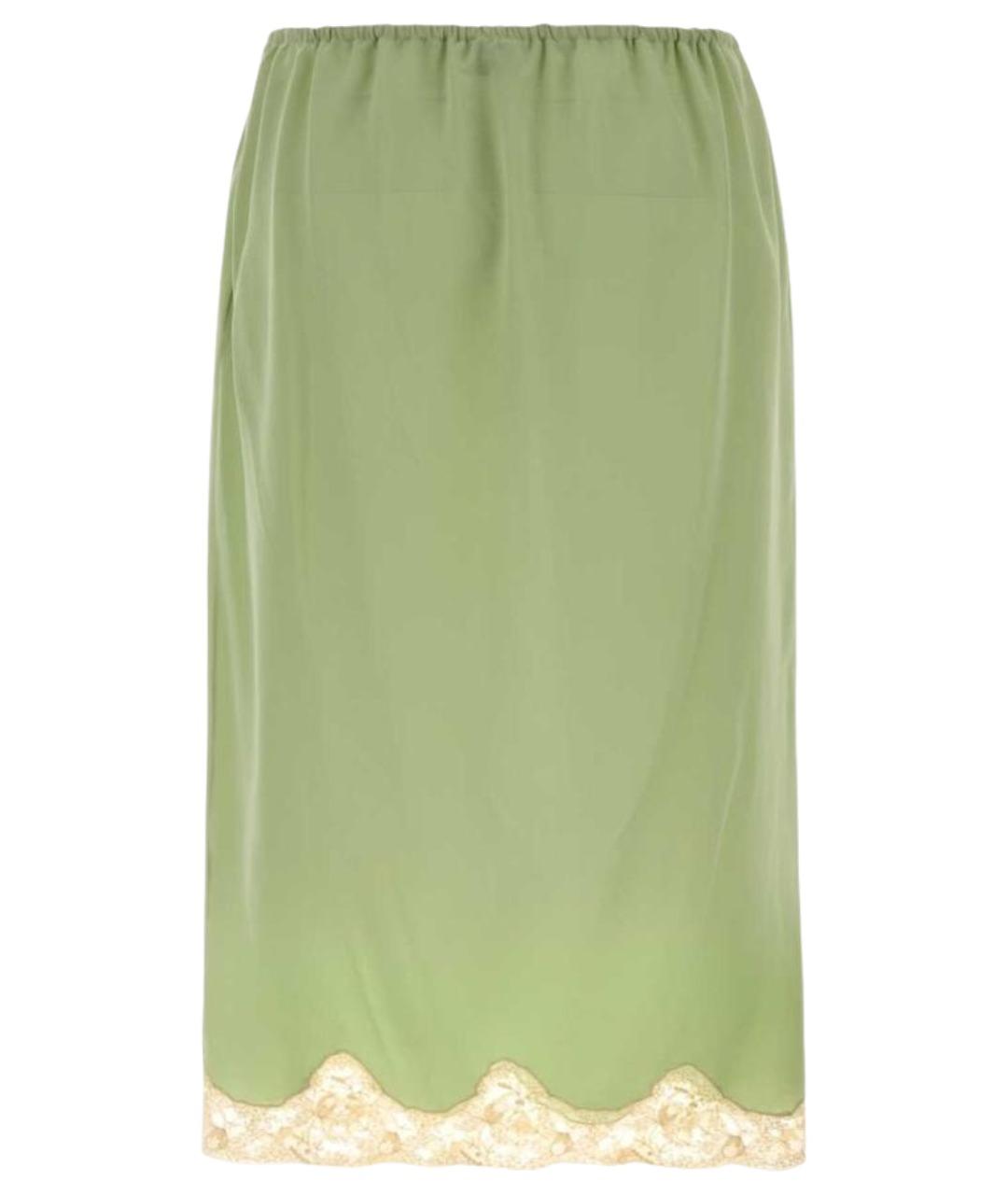 SAINT LAURENT Зеленая шелковая юбка миди, фото 2