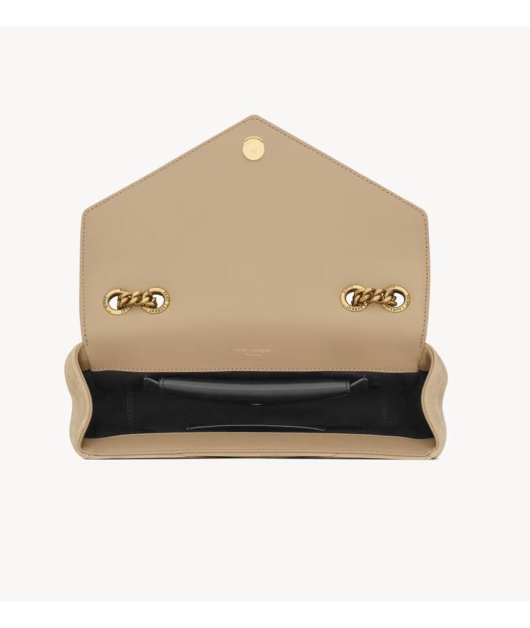 SAINT LAURENT Бежевая замшевая сумка через плечо, фото 6
