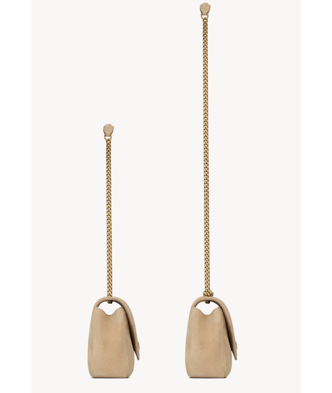 SAINT LAURENT Бежевая замшевая сумка через плечо, фото 4