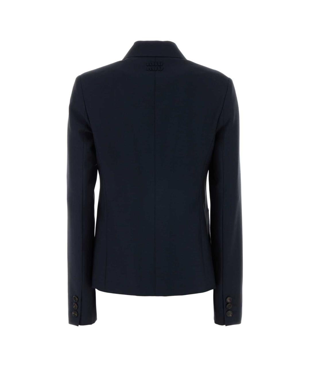 MIU MIU Темно-синий шерстяной жакет/пиджак, фото 2