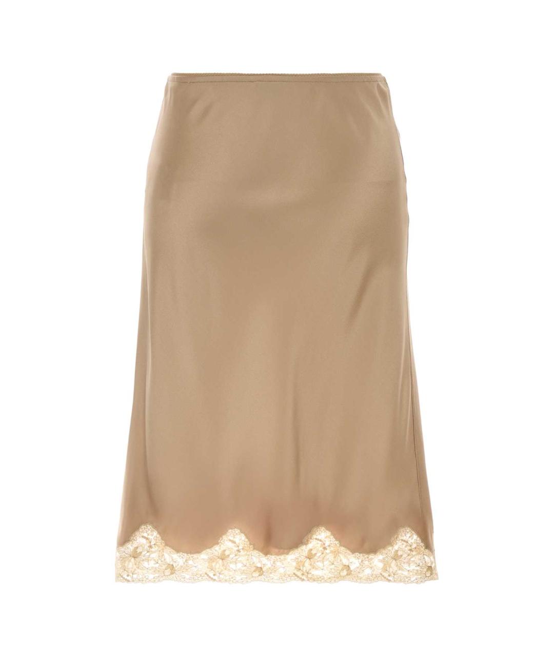 SAINT LAURENT Бежевая шелковая юбка миди, фото 2
