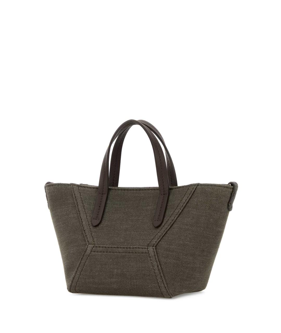 BRUNELLO CUCINELLI Зеленая тканевая сумка тоут, фото 2