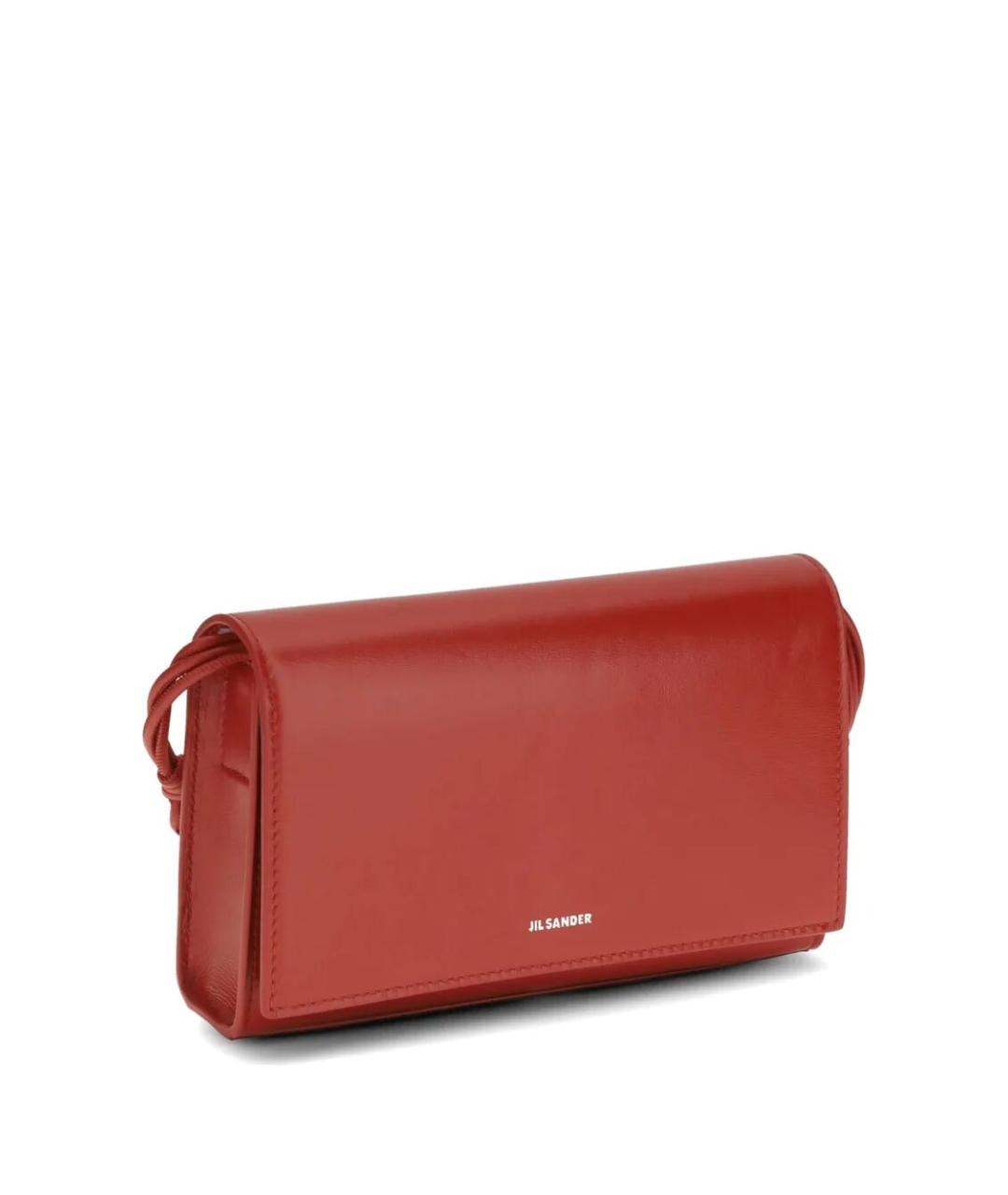 JIL SANDER Красная кожаная сумка через плечо, фото 3