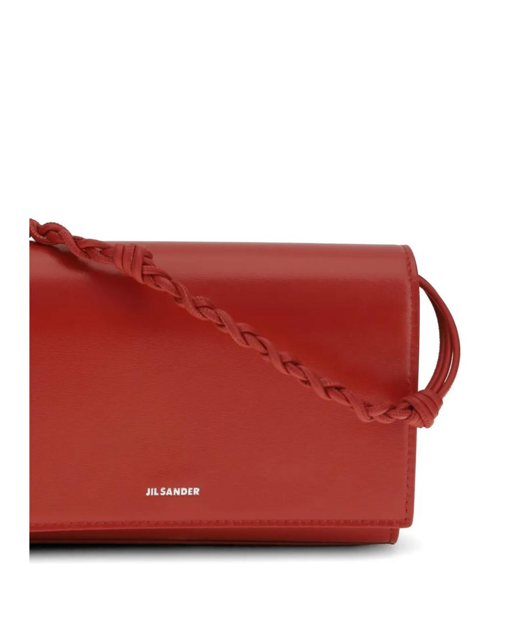 JIL SANDER Красная кожаная сумка через плечо, фото 2