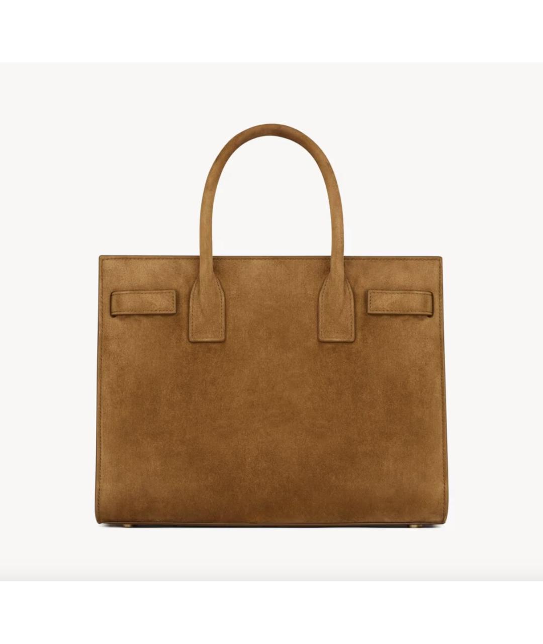 SAINT LAURENT Коричневая замшевая сумка тоут, фото 2