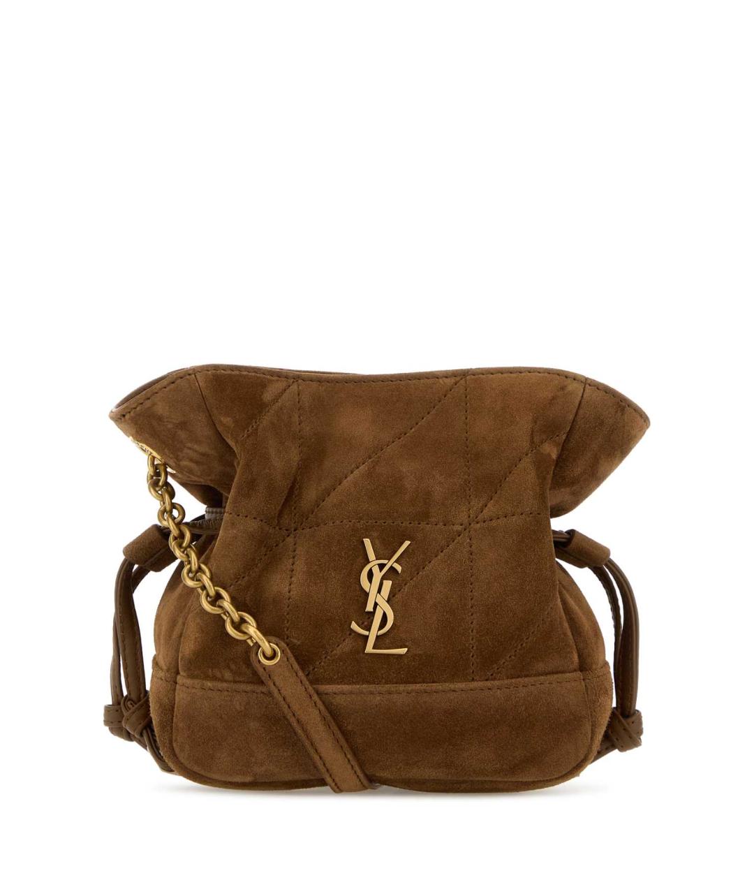 SAINT LAURENT Коричневая замшевая сумка тоут, фото 1