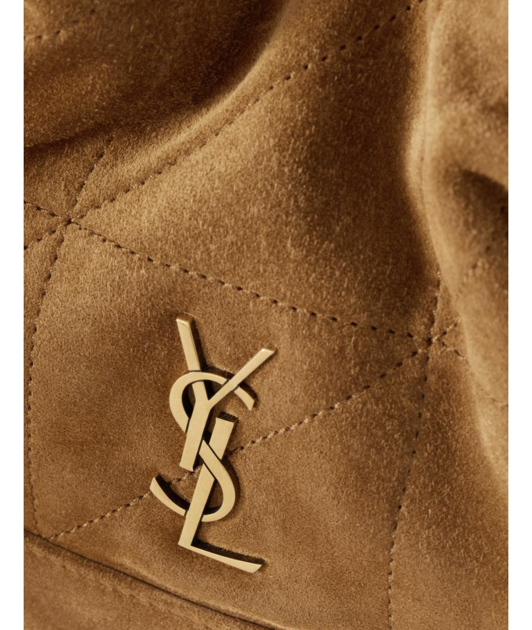 SAINT LAURENT Коричневая замшевая сумка тоут, фото 7