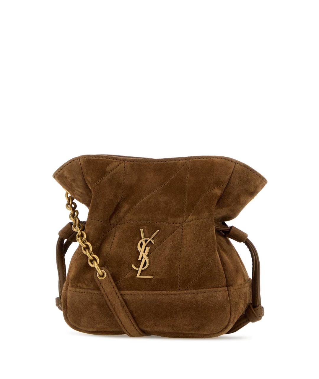 SAINT LAURENT Коричневая замшевая сумка тоут, фото 2
