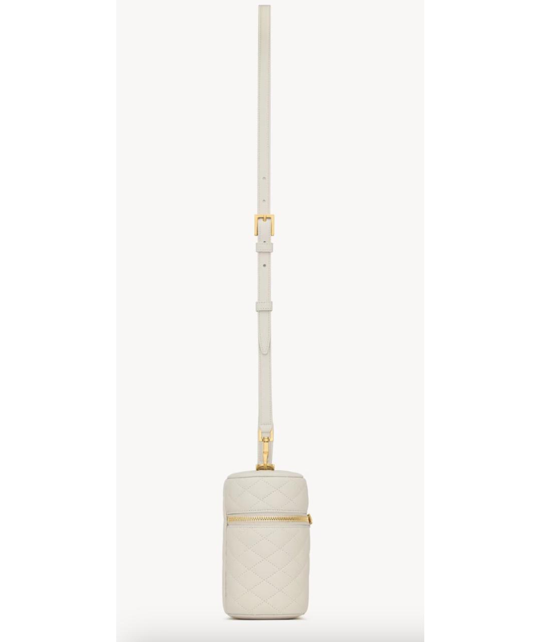 SAINT LAURENT Белая кожаная сумка через плечо, фото 5