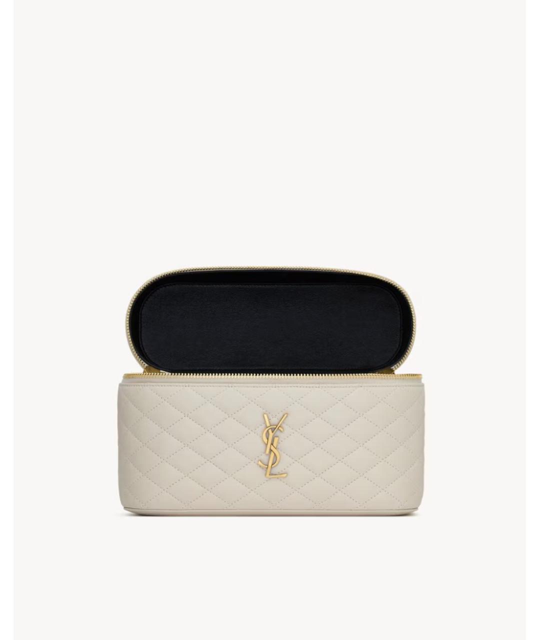 SAINT LAURENT Белая кожаная сумка через плечо, фото 6