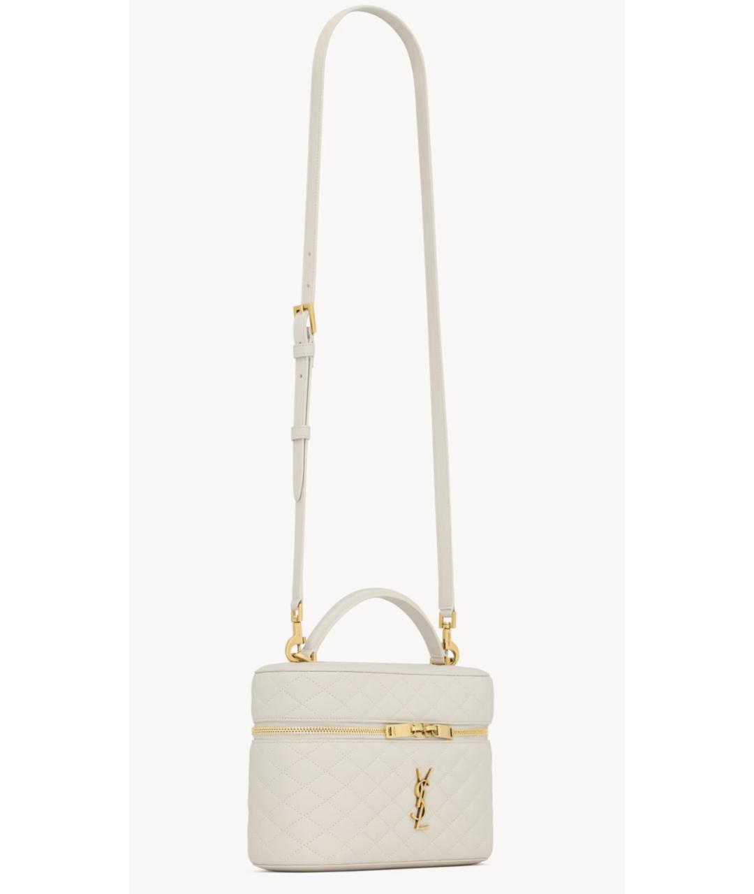 SAINT LAURENT Белая кожаная сумка через плечо, фото 7