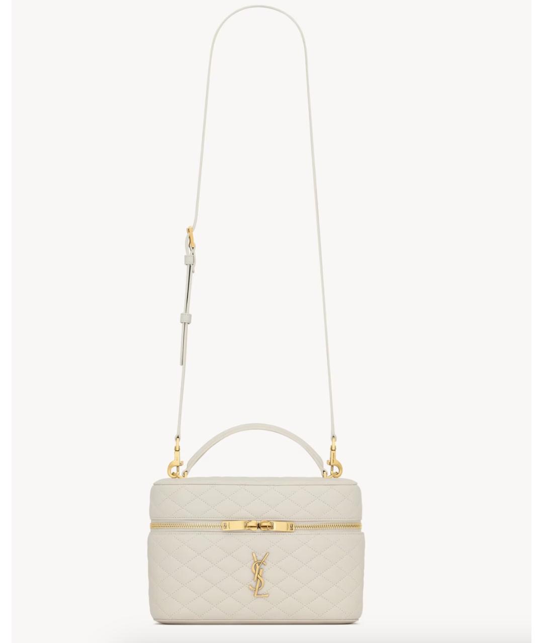 SAINT LAURENT Белая кожаная сумка через плечо, фото 3