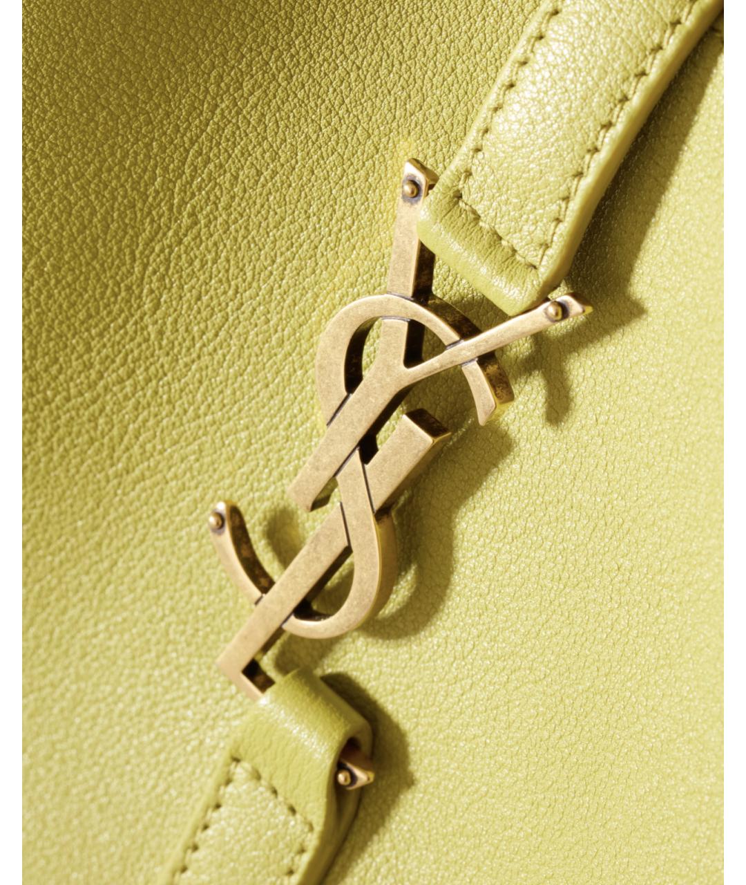 SAINT LAURENT Зеленая кожаная сумка с короткими ручками, фото 6