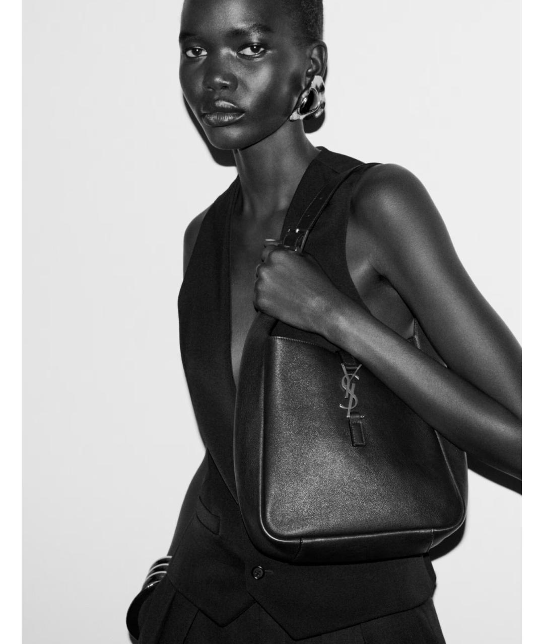 SAINT LAURENT Зеленая кожаная сумка с короткими ручками, фото 7