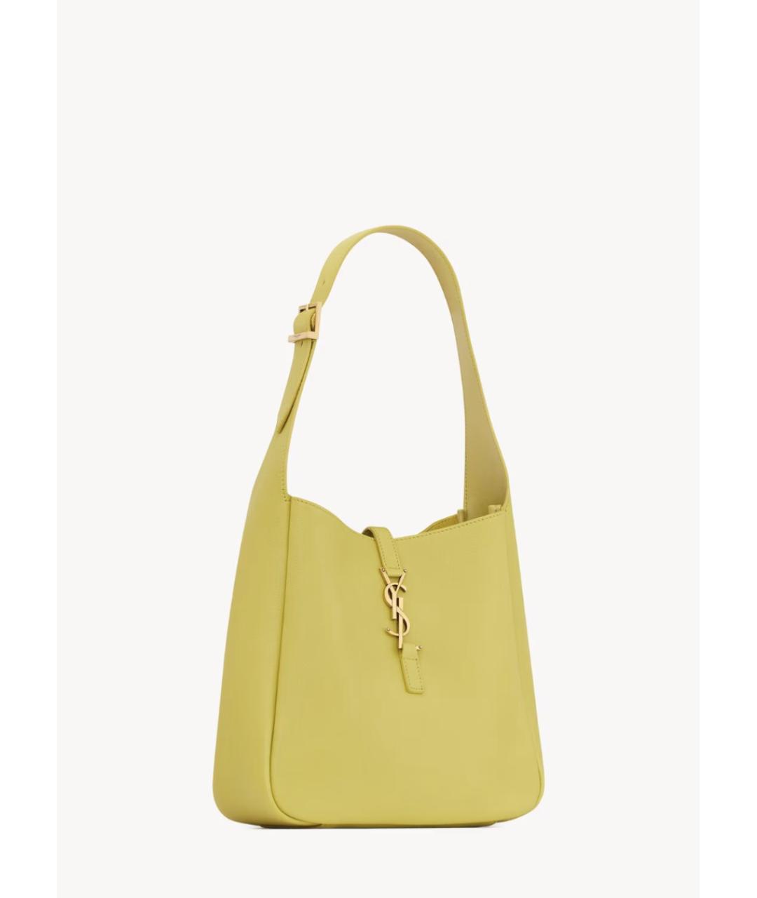 SAINT LAURENT Зеленая кожаная сумка с короткими ручками, фото 5