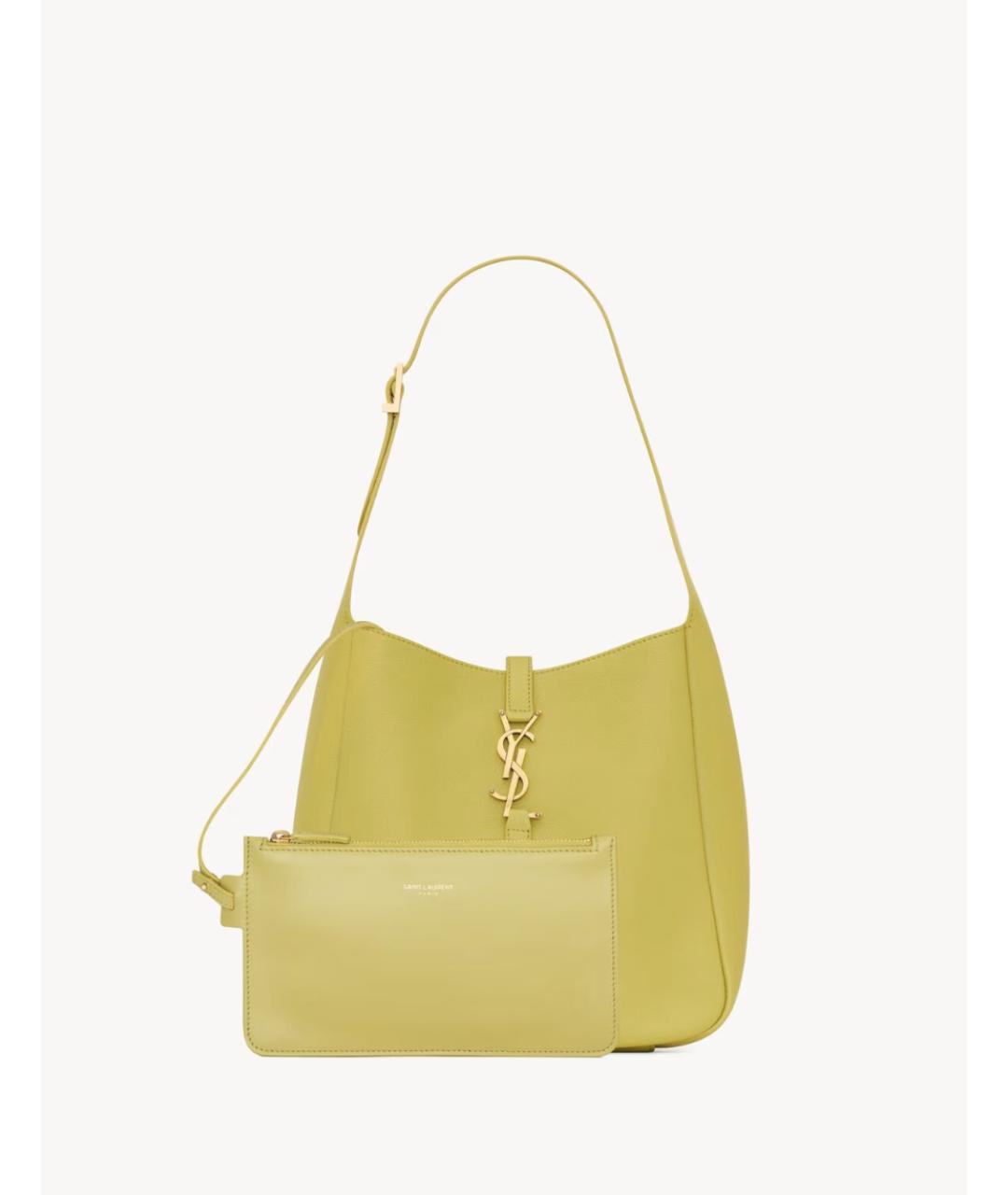 SAINT LAURENT Зеленая кожаная сумка с короткими ручками, фото 2