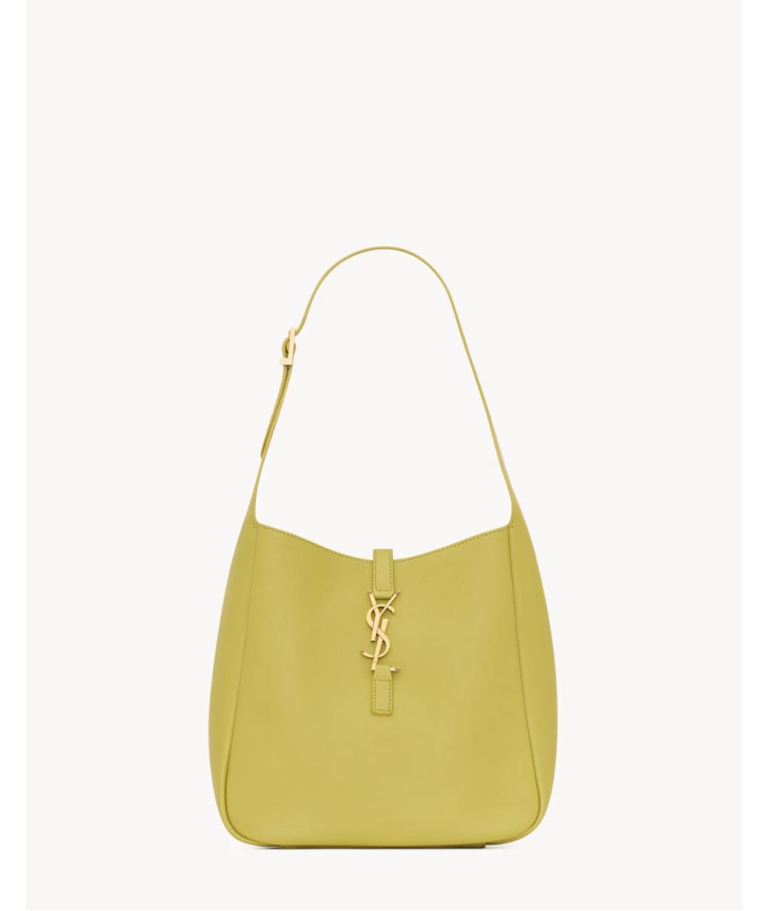SAINT LAURENT Зеленая кожаная сумка с короткими ручками, фото 8