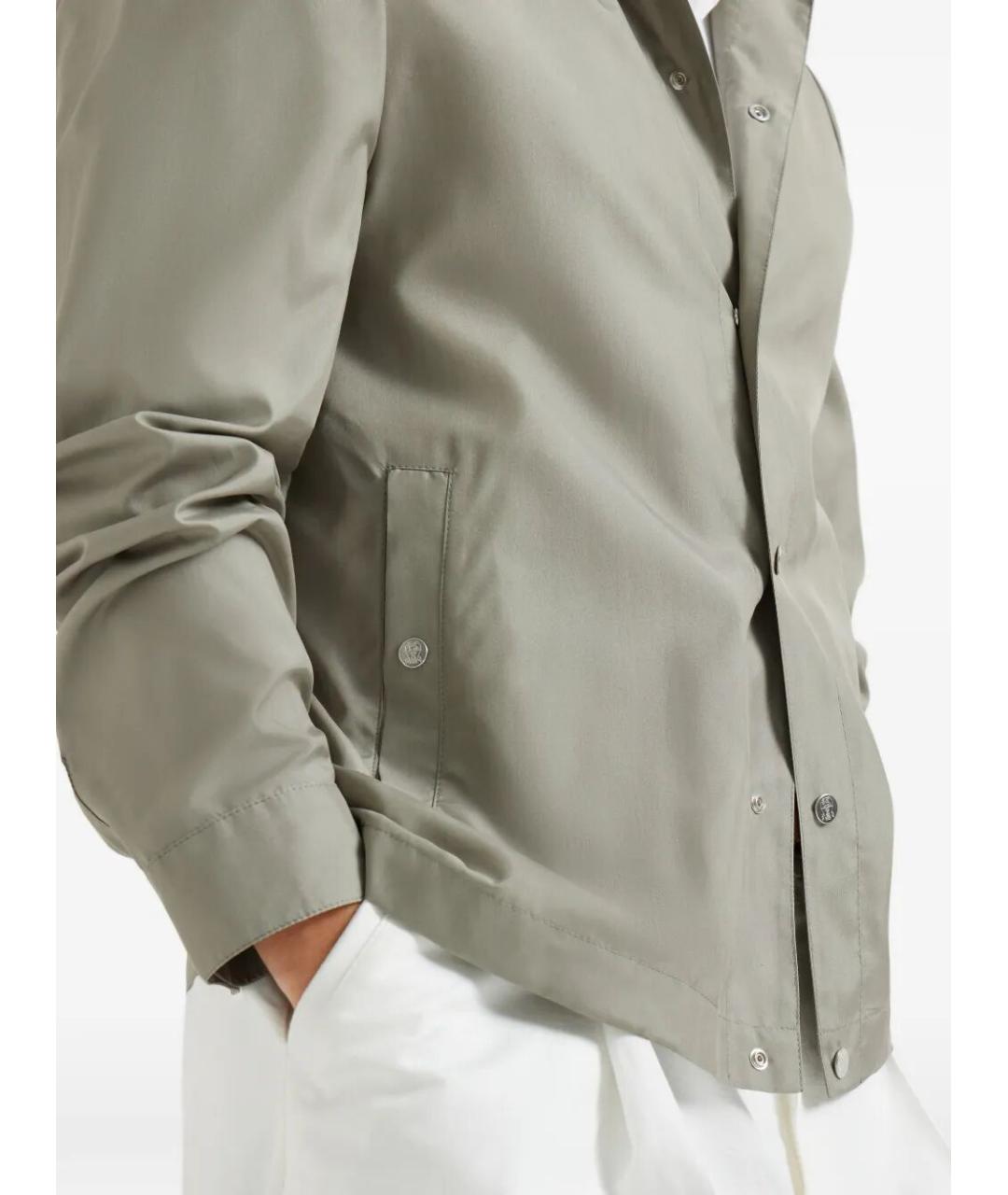 BRUNELLO CUCINELLI Хаки шелковая куртка, фото 5