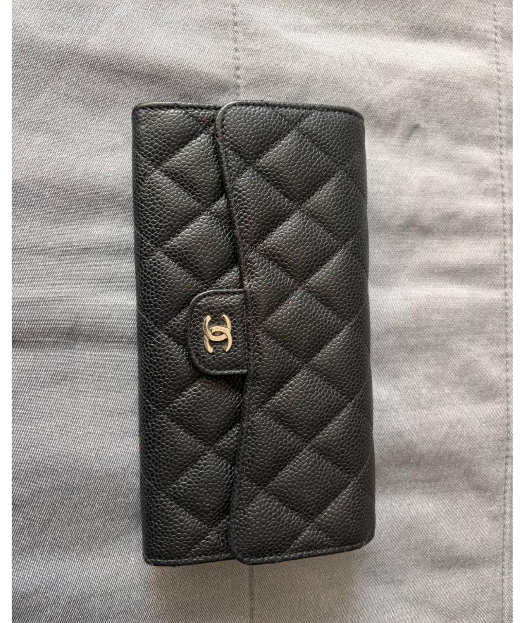 CHANEL Черный кожаный кошелек, фото 3