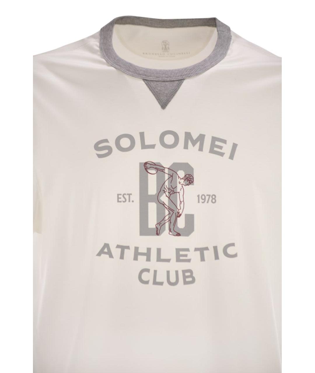 BRUNELLO CUCINELLI Белая хлопковая футболка, фото 4