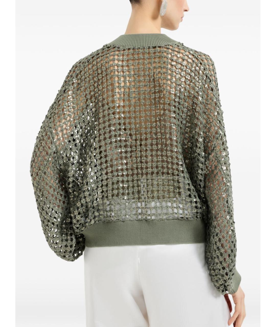 BRUNELLO CUCINELLI Зеленый шелковый кардиган, фото 4