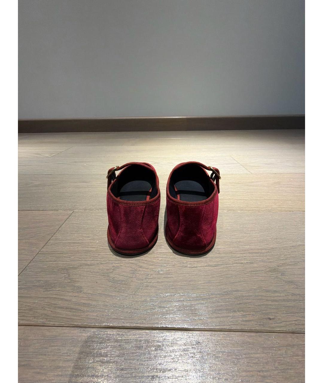 CELINE Бордовые бархатные балетки, фото 4