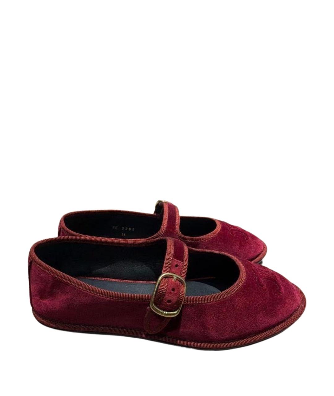 CELINE Бордовые бархатные балетки, фото 1