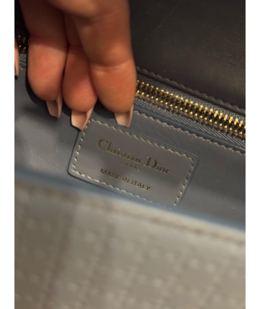 CHRISTIAN DIOR Голубая кожаная сумка через плечо, фото 5