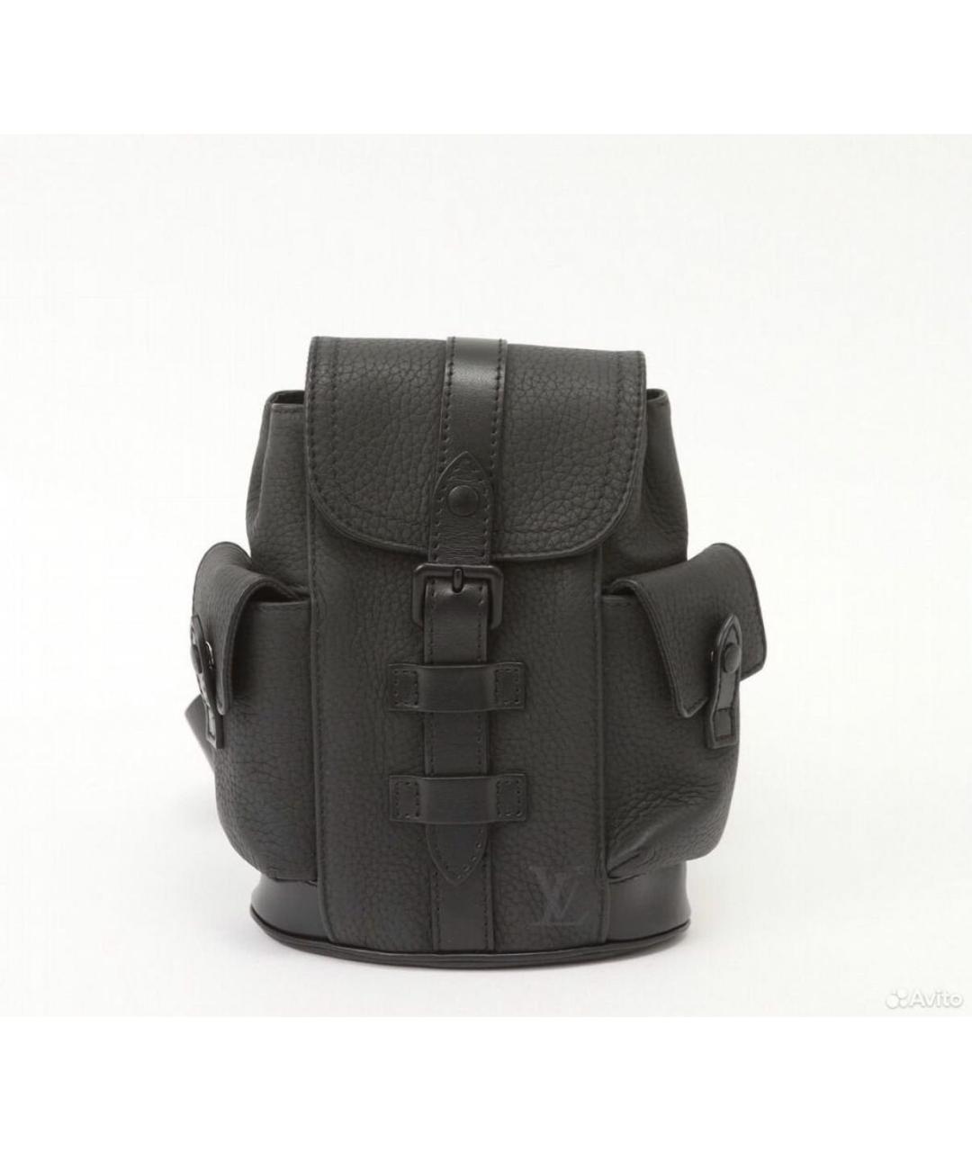 LOUIS VUITTON Черная кожаная сумка через плечо, фото 9