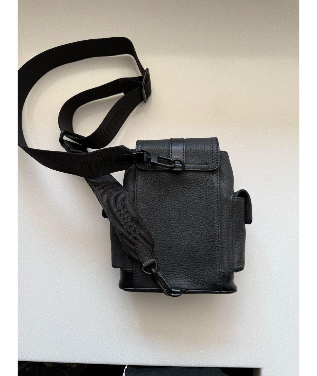 LOUIS VUITTON Черная кожаная сумка через плечо, фото 2