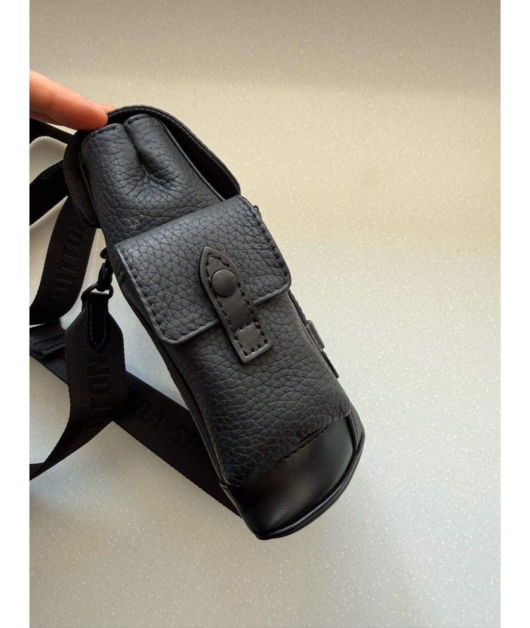 LOUIS VUITTON Черная кожаная сумка через плечо, фото 8